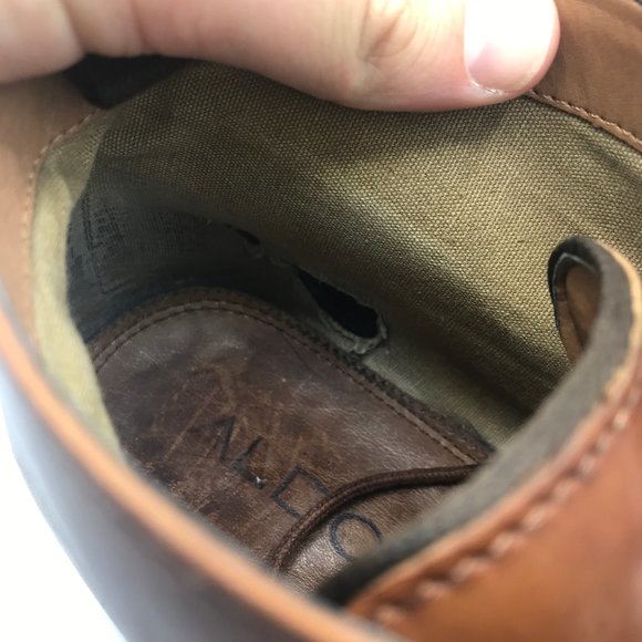 ALDO CHUKKA BOOTS MENS Brown LEATHER UPPER LACE UP - Picture 8 of 10